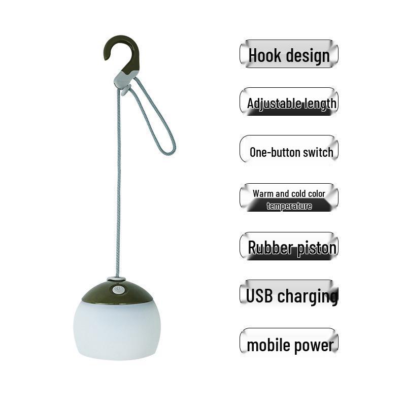 Retro USB Charging Multi-Functional LED Camping Lantern with Silicone Design