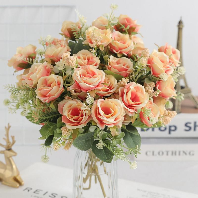 

1/3Pcs Rose Artificial Flowers Bouquet Fake Flower for Home Room Decor Garden Wedding Marriage Decoration Bride Bouquet Ornament 1Pcs