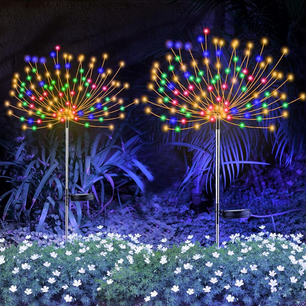 Solar LED Firework Light Solar Garden Lights Outdoor 60-420 LED Firework Beads Waterproof Colorful Lighting DIY Decoration Patio Pathway