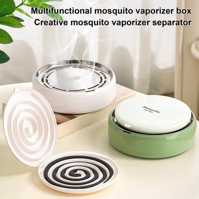 Mosquito Coil Tray Portable Round Mosquito-Repellent Incense Holder High-Temperature Resistant Metal Plate Covered
