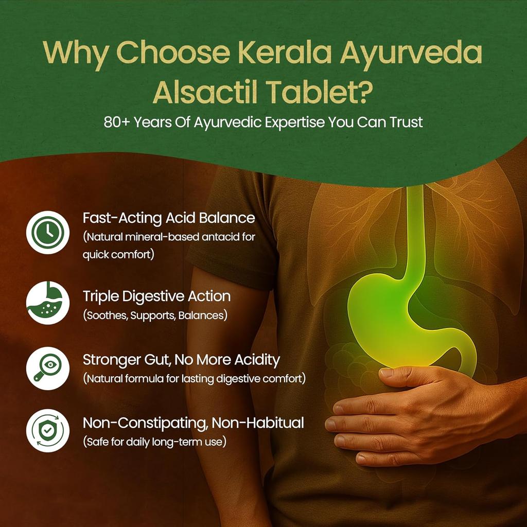 Kerala Ayurveda Alsactil Tabletten für Verdauungskomfort und Unterstützung der Darmreinigung 100 Tabletten Packung 1