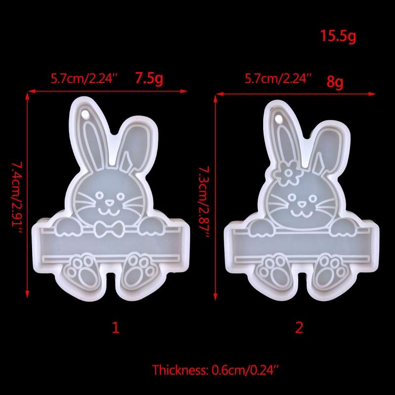 Shiny Glossy Easter Couple for Key Pendant Mold Resin Craft Easter Day Bunny Mold for DIY Keychain Necklace Charms Makin