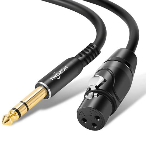 Twozoh XLR Female To 6.35mm (1/4") Male TRS Cable, Quarter-Inch Jack TRS Balanced and XLR Microphone Cable, 2M (Professional/Hifi)