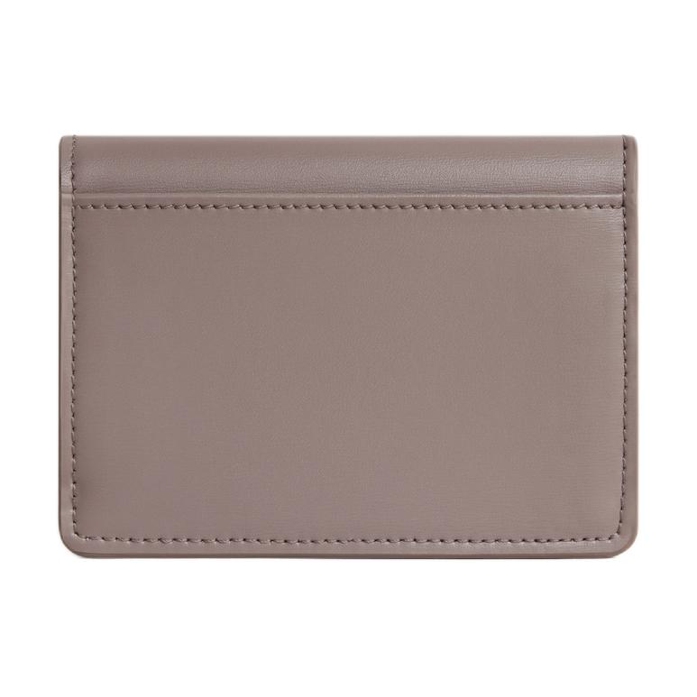 Celine Triomphe Metal Logo Snap Closure Glossy Calfskin Leather Card Holder Women accessories Pebble-Grey 10I583DPV-10BL
