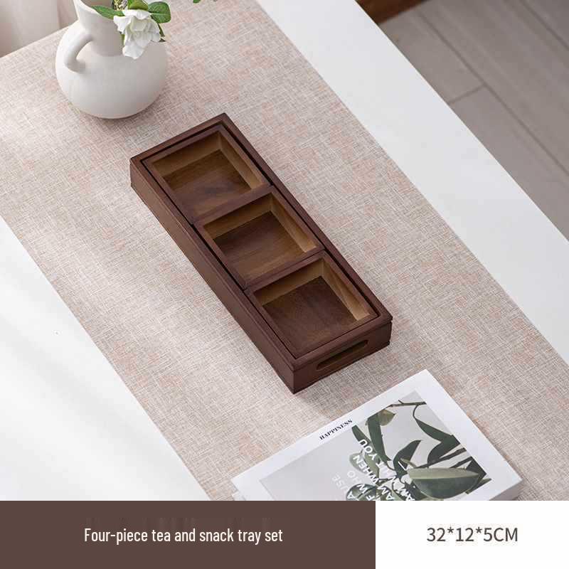 Wooden Multi-Compartment Tea Tray & Snack Plate