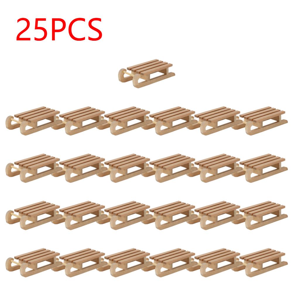 Mini Simulation Snow Sled Handmade 1/12 Wooden Sleigh Desktop Craft Home Decor Crafts Snow Sled Ornament Odorless for Doll House