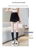 2024 Summer Women's Black Spicy Girl Ruched High Waist Irregular A-line Mini Skirt Pants