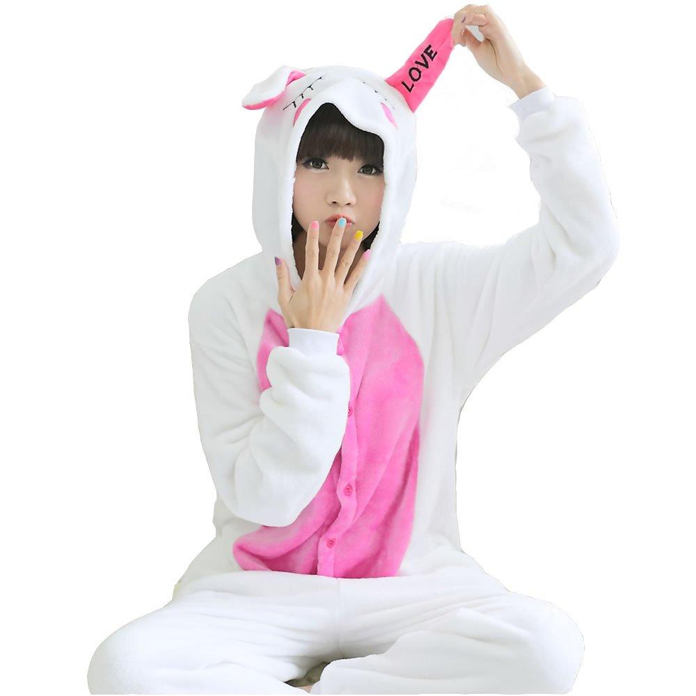 

dorawithme Пижама кигуруми кролик для взрослых, Домашняя одежда, Костюм для косплея животного, Хэллоуин, Рождество, Унисекс (L)