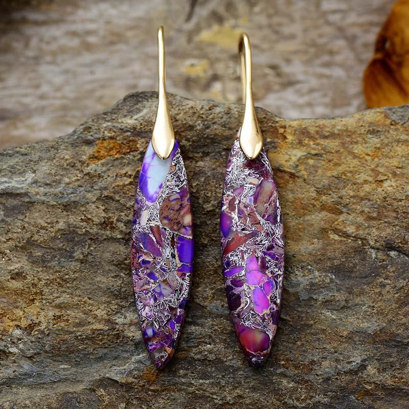 Simple and High-quality Leaf Emperor Stone Pendant Earrings and Earrings, Popular Natural Stone Jewelry In Europe and America