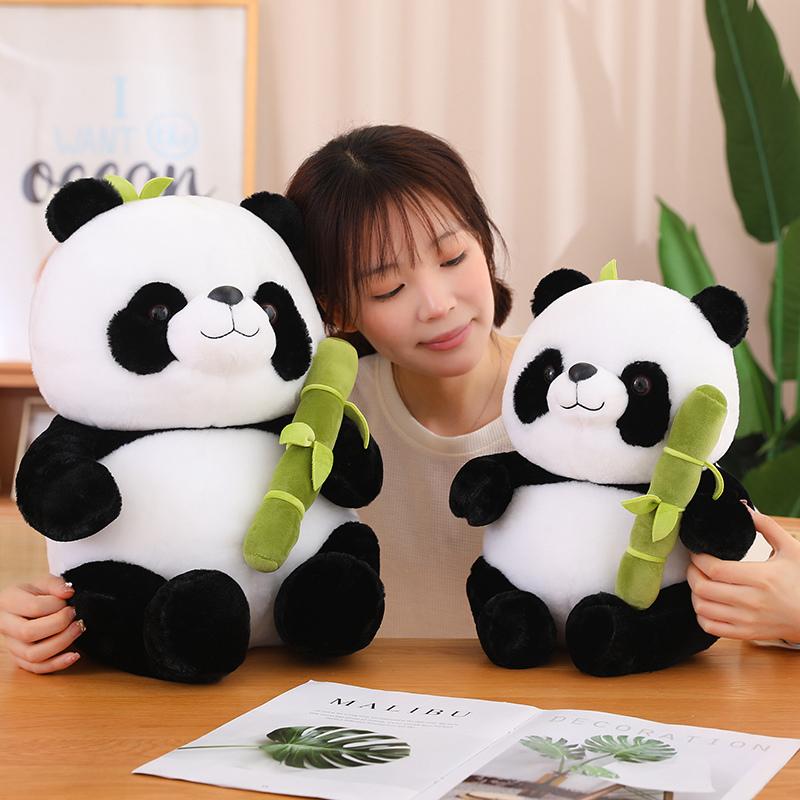 1pc Soft Panda Plushie Stuffed Kawaii Animals Holding Bamboos Panda Bear Baby Appease Doll High Quality Birthday Gift Kids Boy