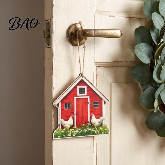 Decorative Wood Gift Tags 10/20/30Pcs 2D Flat Farmhouse Chicken Wooden Hanging Ornament, Rooster Hen Coop Barn Rustic Craft Ornaments Farm Pendants