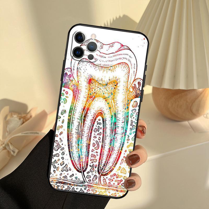 Dentist Tooth Pattern Case For iPhone 11 12 13 14 15 16 Pro Max Cover For iPhone 13 12 Mini XR X XS Max Plus