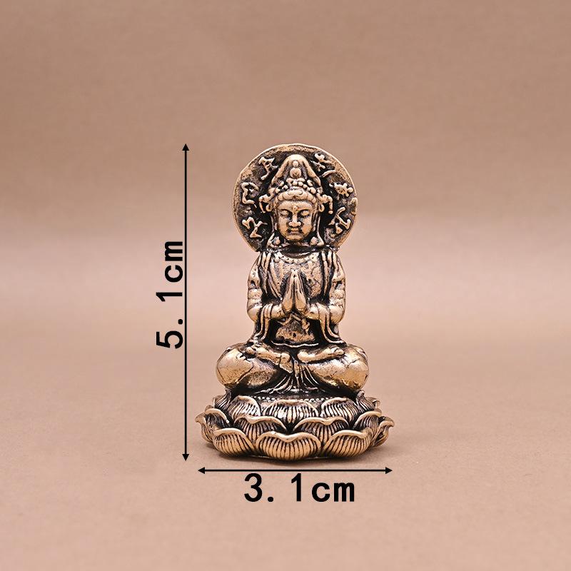 Mini Solid Brass Guan Yin Buddha Small Ornaments Vintage Copper Buddha Statue Miniature Figurines Handcraft& медный