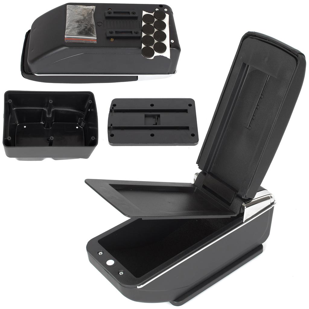 Ford Fiesta VI MK7 08-17 Armrest with Storage Compartment BLACK ECO LEATHER + Installation Kit