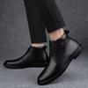 Men's Cross-Border High-Top Leather Boots - Autumn/Winter Cowhide Lace-Up Business Casual Formal Boots with Warm Velvet Lining