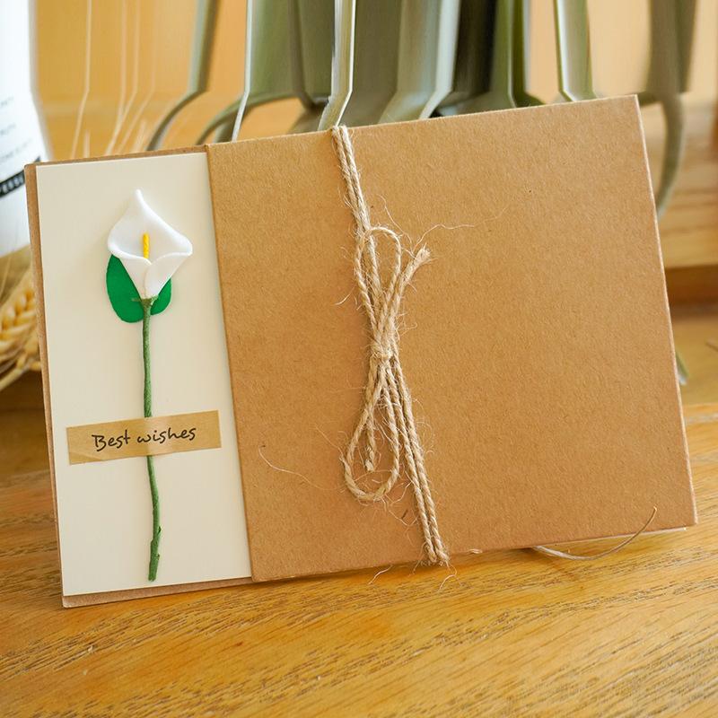 10pcs/Pack Retro Eternal Flower Kraft Paper Cards, Holiday Cards, Birthday Cards
