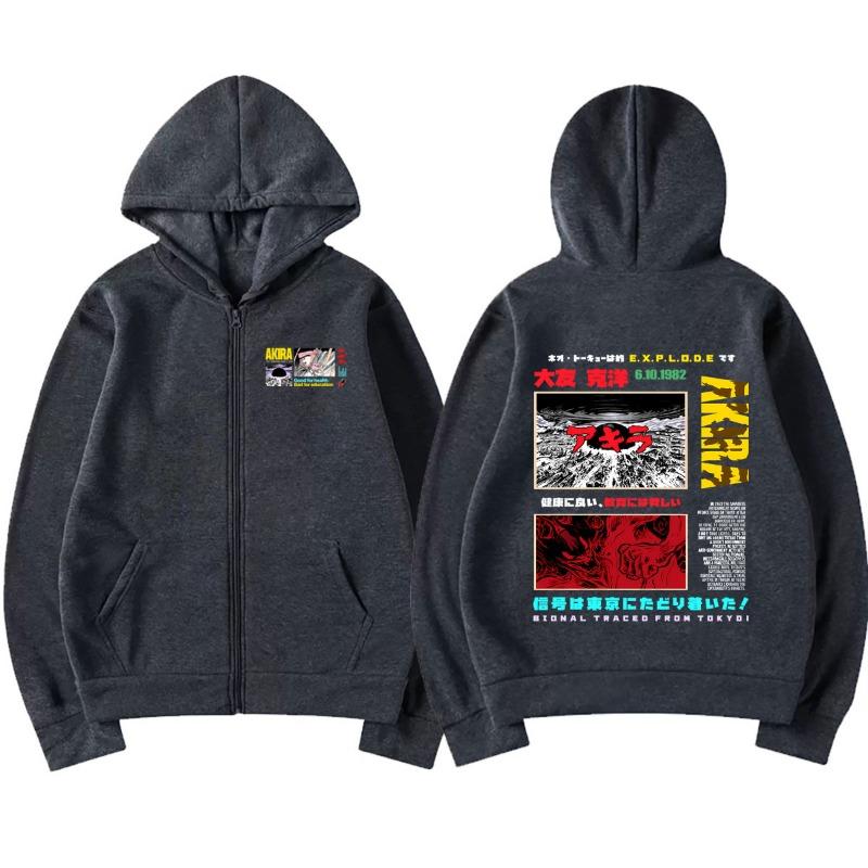Japanese Science Fiction Cartoon Movie Anime Akira Shotaro Kaneda Graphic Zipper Hoodie Men Clothing Oversized Zip Up Hoodies