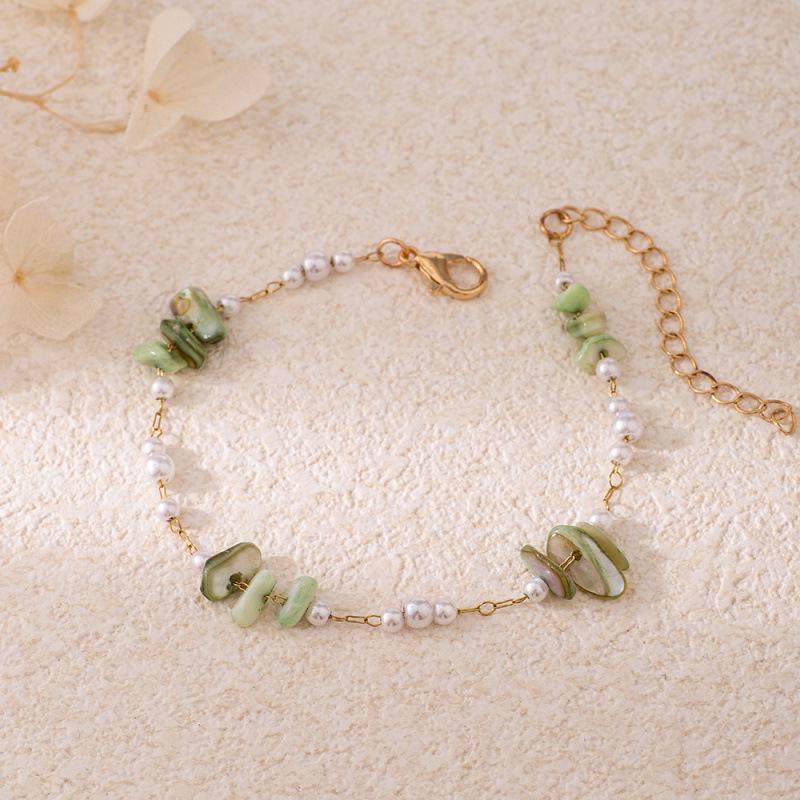 

European and American Style Pearl and Natural Stone Adjustable Stainless Steel Bracelet