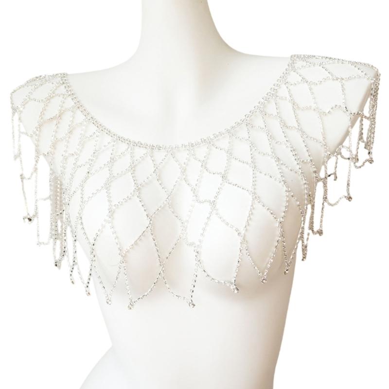 

Hollowout Shoulder Wrap Rhinestones Shoulder Chain Decorative Jewelry For Female Night Event and Special Occasion серебряный