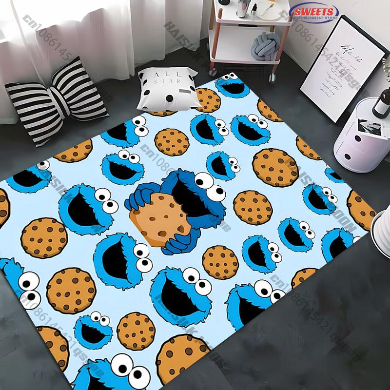15 Sizes S-Sesame S-Street Theme Carpet Rug for Living Rooms Bedroom Entrance Door Decor Mat, Kids' Play Non-slip Mat Great Gift