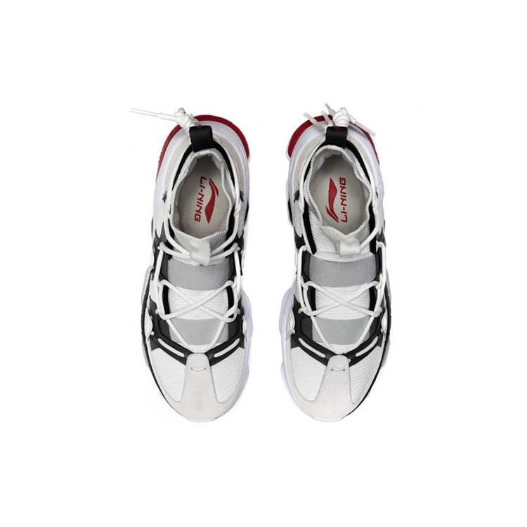 Li Ning CF Comfortable Non slip Lightweight Mid top Casual Shoes Unisex Gray White AGCP339-4