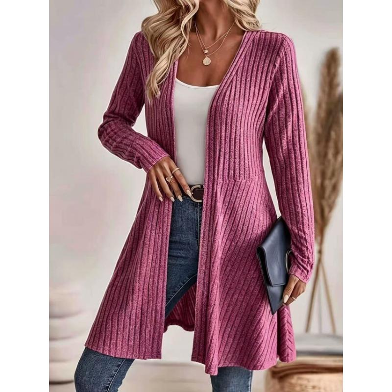Women S Long Knit Cardigan Coat Solid Color Casual Sweater