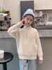 2026 Korean-Style Girls' Velvet Sweater - High Collar, Thick, Warm Winter Long Sleeve