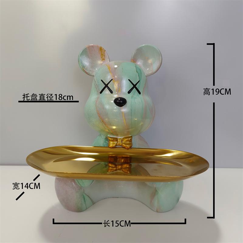 [2025 New] Cartoon Bear Tray Decor - Luxury Entryway Key Organizer, Multi-Function Resin Catchall for Living Room