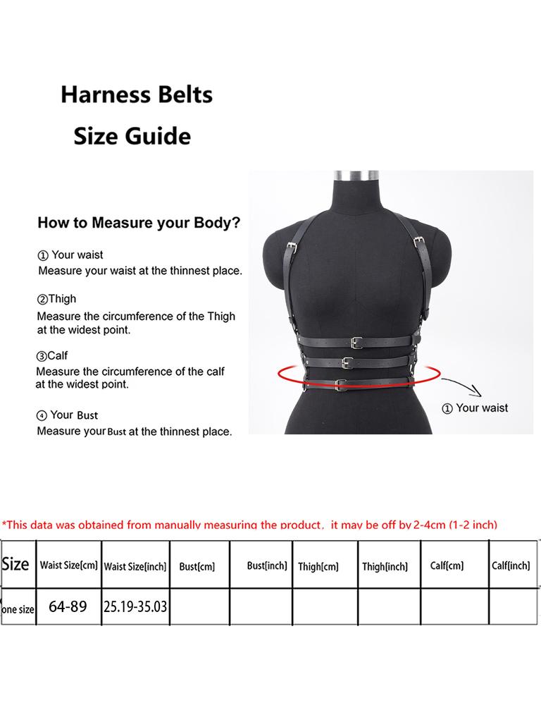 Damen Goth Harness Pu Leder Nieten Dekor Harness Verstellbarer Harness Gürtel Gothic Harness Dessous Bondage Dessous