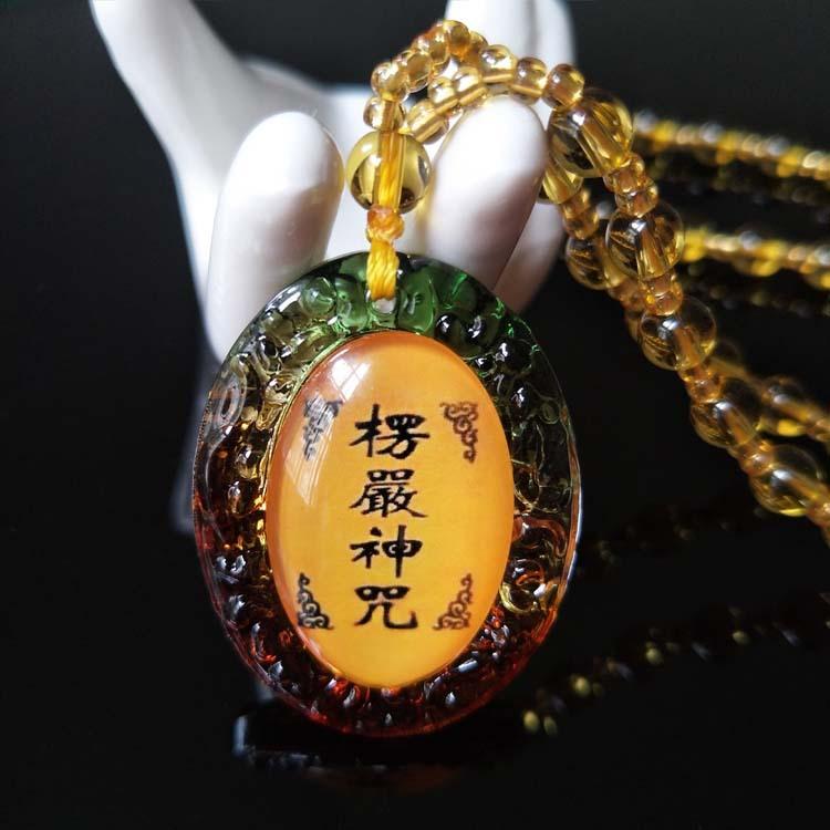 New glazed Shurangama mantra pendant pendant, scripture protection, men's and women's necklaces