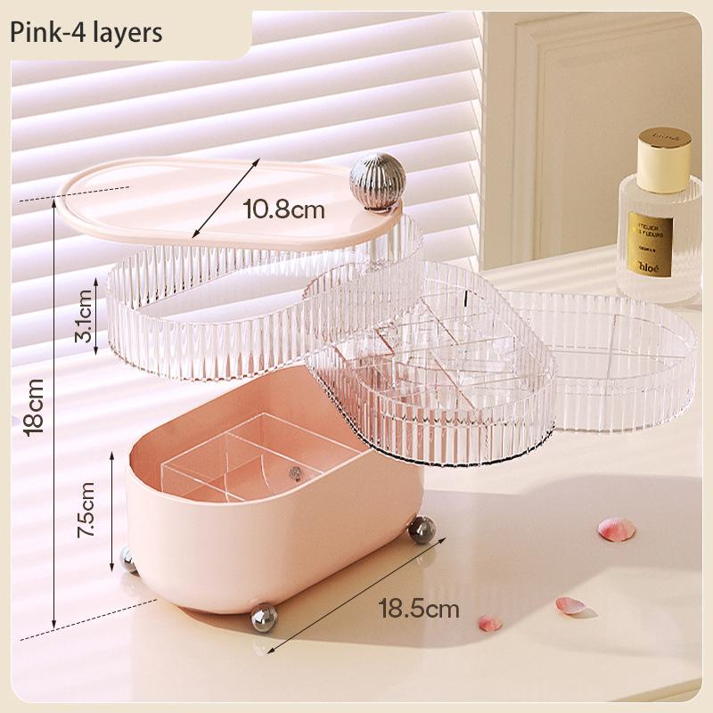 Little Bear Desktop Jewelry Storage Box Rotate Dividing Grids Cosmetic Dustproof Lipstick Light Luxury Organizer For Home
