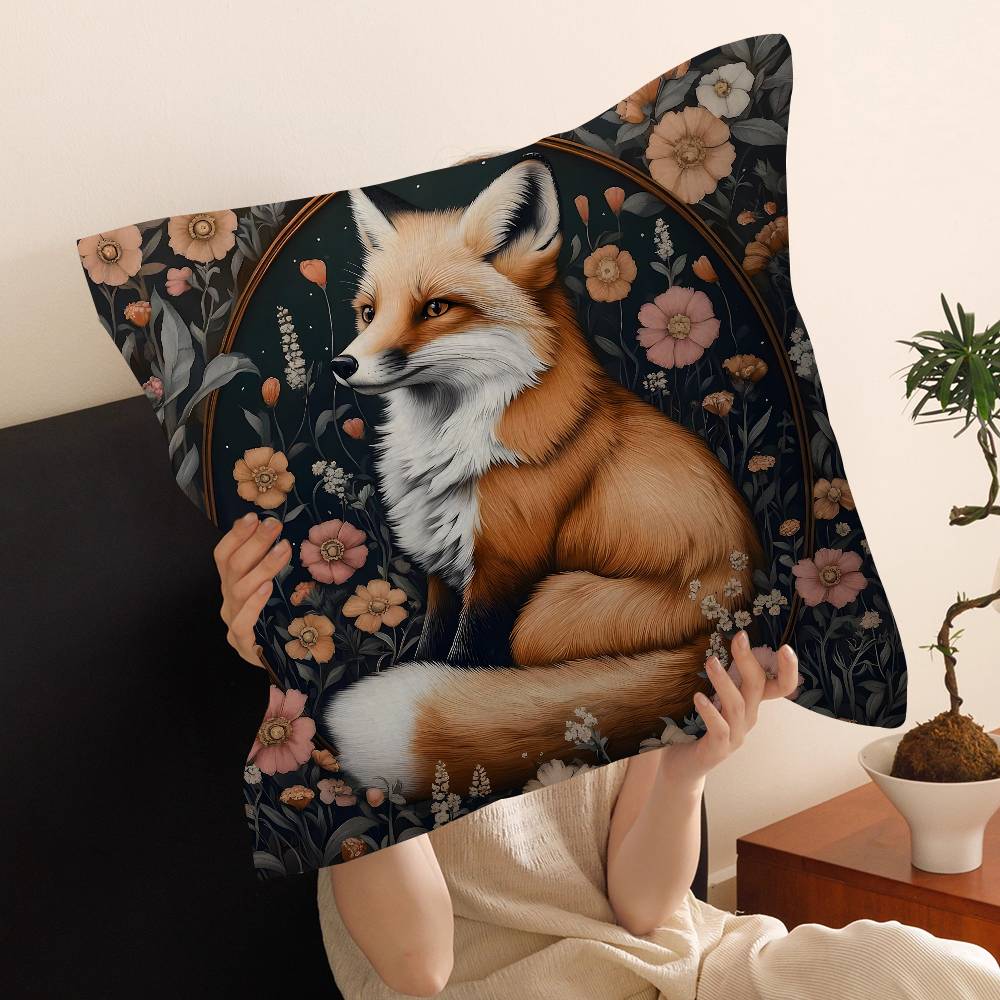 Anime Fox Printed Cushion Cover Inches Farmhouse Decor Home Throw Pillow Covers for Couch Decorations
