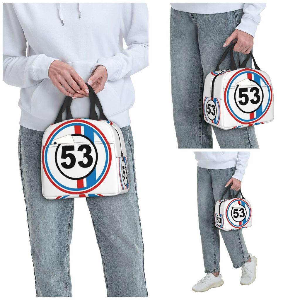 Herbie Numero 53 La Coccinella No Borsa Pranzo Termica per Donne Ufficio Cooler Contenitore Termico per Cibo Borsa Tote per Pranzo Contenitore