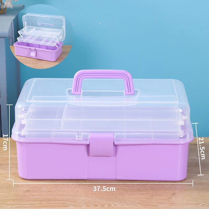 Scatola portaoggetti portatile pieghevole a tre strati, cassetta degli attrezzi per ferramenta di grande capacità, scatola per unghie, scatola portaoggetti per articoli di cancelleria e accessori artistici