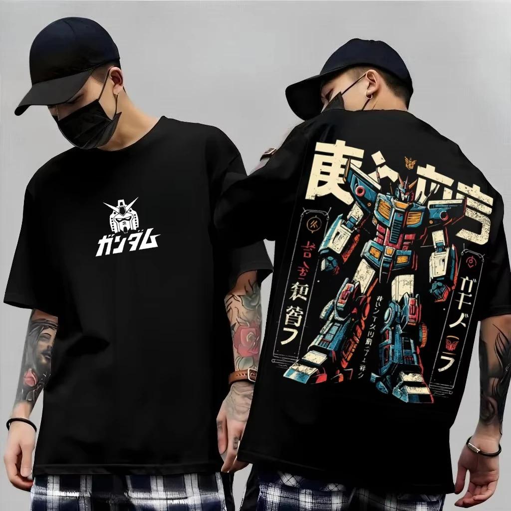 Anime Mobile Suit RX-78-2 Gundam Pánské tričko Bavlněné tričko Dámské Krátký rukáv Streetwear Ležérní Oversized Japonské Amuro Ray top