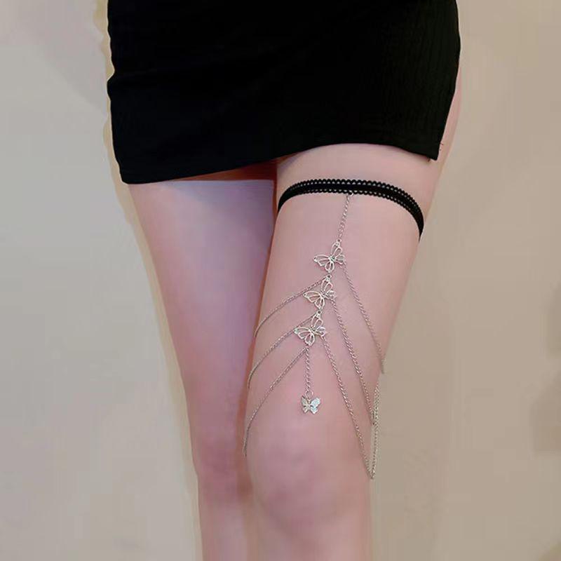 

Cross-Border Hot Selling Sexy Butterfly Thigh Chain: Elastic Multi-layer Long Leg Body Chain & Fashion Leg Ring for Women серебряный