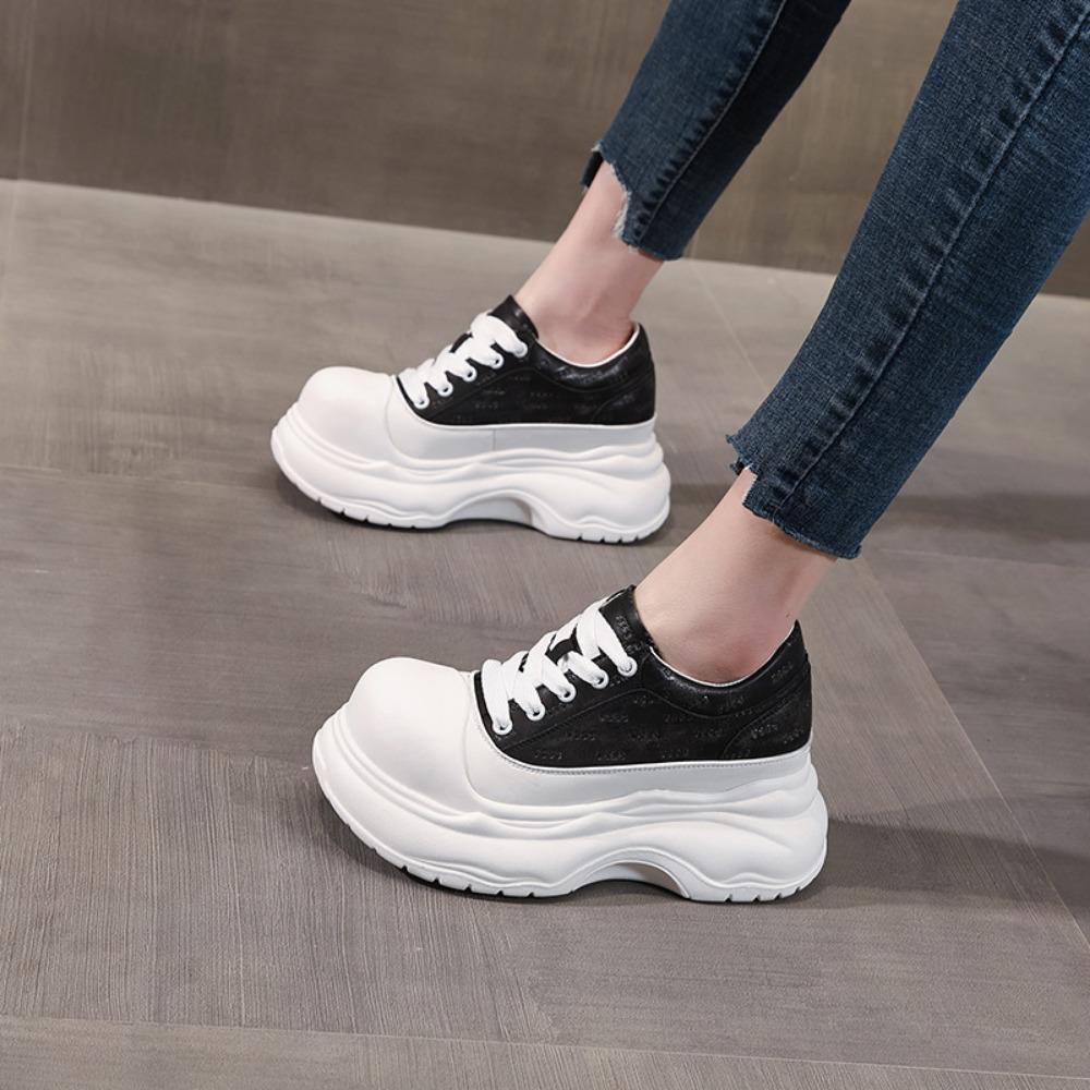 Platform Sneakers Thick Soled Inner Height Increase Shoes Women's Fashion 2025 Spring New Platform Soled Sports Casual Shoes