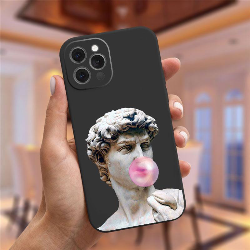 Art Fresco Michelangelo Creation of Adam Phone Case For iPhone 15 14 13 12 11 Pro Max Mini XS XR X 7 8 Plus David Lines Covers