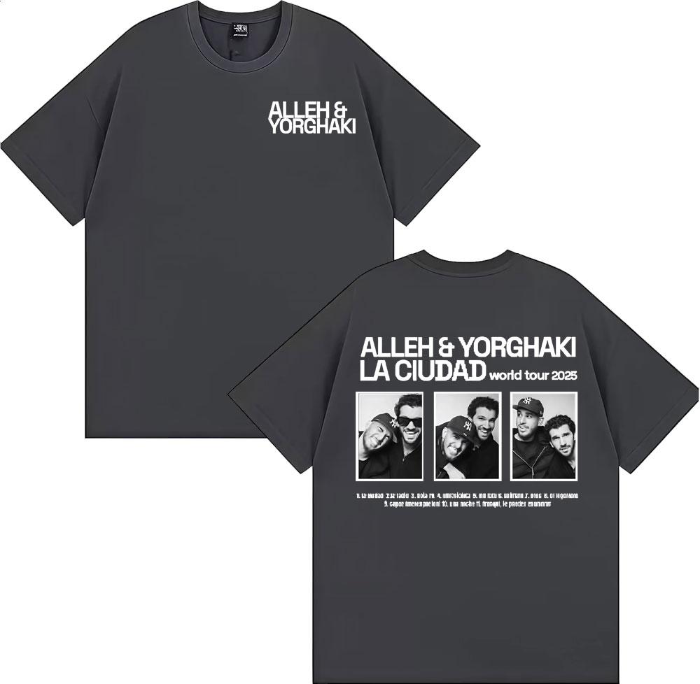 Alleh  Yorghaki La Ciudad Worid Tour 2026 Merch Tee Shirt Unisexs Clothing Harajuku Hip Hop Tshirt Vintage Comfort Cotton Tshirt