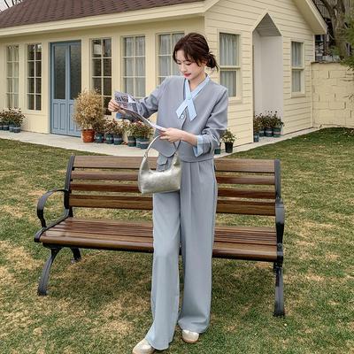 Completo Coreano per Pendolari 2025: Elegante Set Due Pezzi Sottile, Dolce & Cool con Giacca Casual e Pantaloni a Gamba Larga