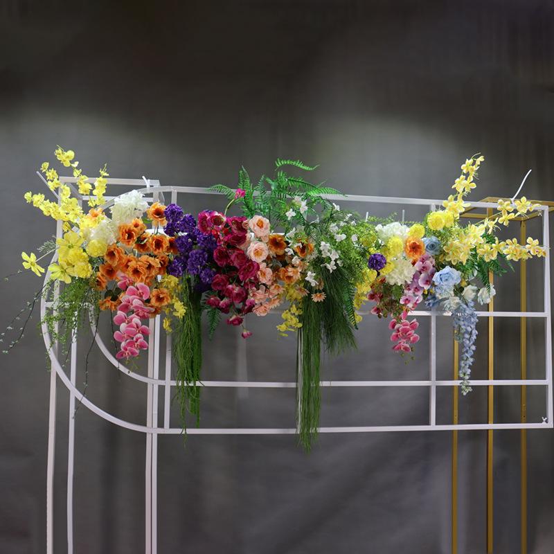 Dopamine Wedding Aisle Flowers: Monet Garden Style, Soft Decorative Flower Strip, Colorful Display.
