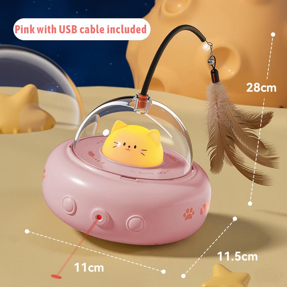 

Лазерная игрушка для кошек, Электрическая кошачья указка НЛО с колокольчиком, Игрушка для тренировки питомцев, Сменные перьевые насадки, Интерактивная игрушка, Подходит для скучающих кошек/котят/собак