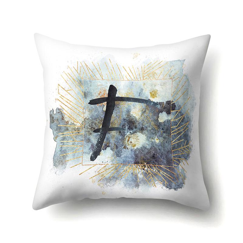 Polyester Pillowcase Home Car Decoration Printing Pillowcase 26 English Letters Sofa Cushion Cover