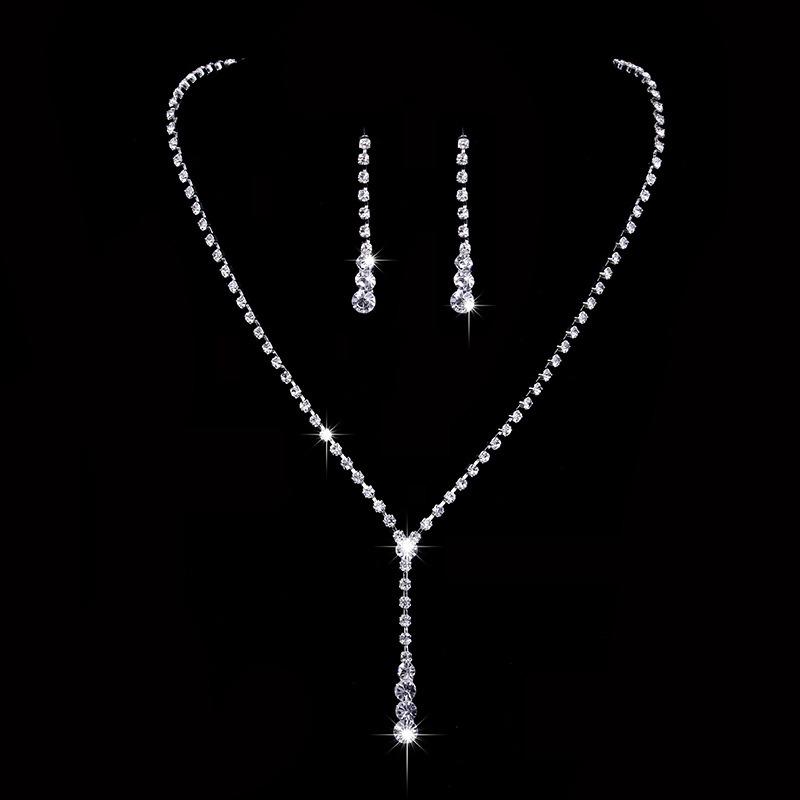 Stylish and Dazzling Necklace and Earring Set - Bridal Wedding Accessories with Simple and Elegant Style - A Two-piece Set 446