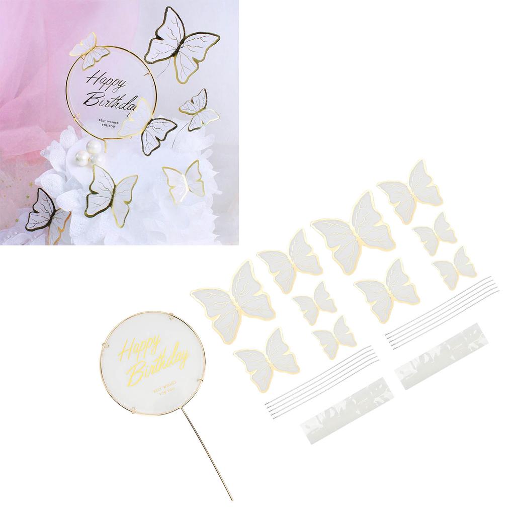 3 Sets Cake Insert 3D Color Cake Insert Card Cupcake Topper Birthday Wedding Par