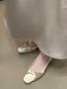 2025 New Super Soft Easy To Wear Square Head Kink Satin Single Shoes Women's Hepburn Style Ballet Thick Heel Ladyshoes