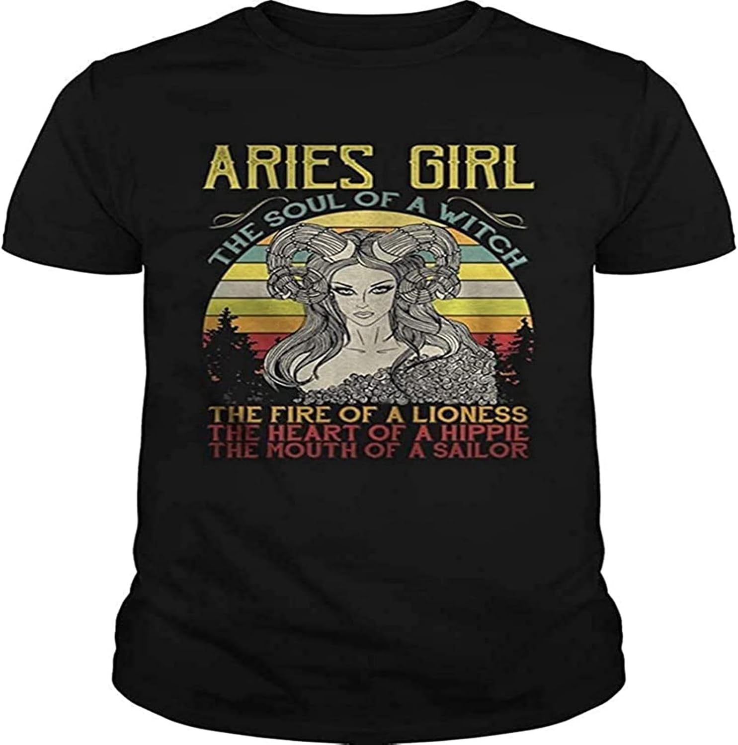 Aries Girl The Soul of A Witch Heart of A Hippie Shirt, Unisex, T Shirt for Mens 4XL чёрный