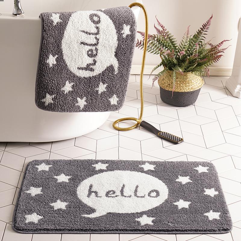 Geometric Bathroom Floor Mat Entrance Carpet Bedroom Door Toilet Door Mat Absorbent Foot Mat Bath