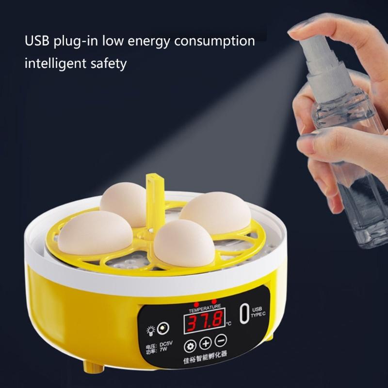 Eggs Incubator 4 Eggs Incubators for Hatching Eggs Heat and Humidity Control 4 Eggs Fully Turnning Poultry Hatcher