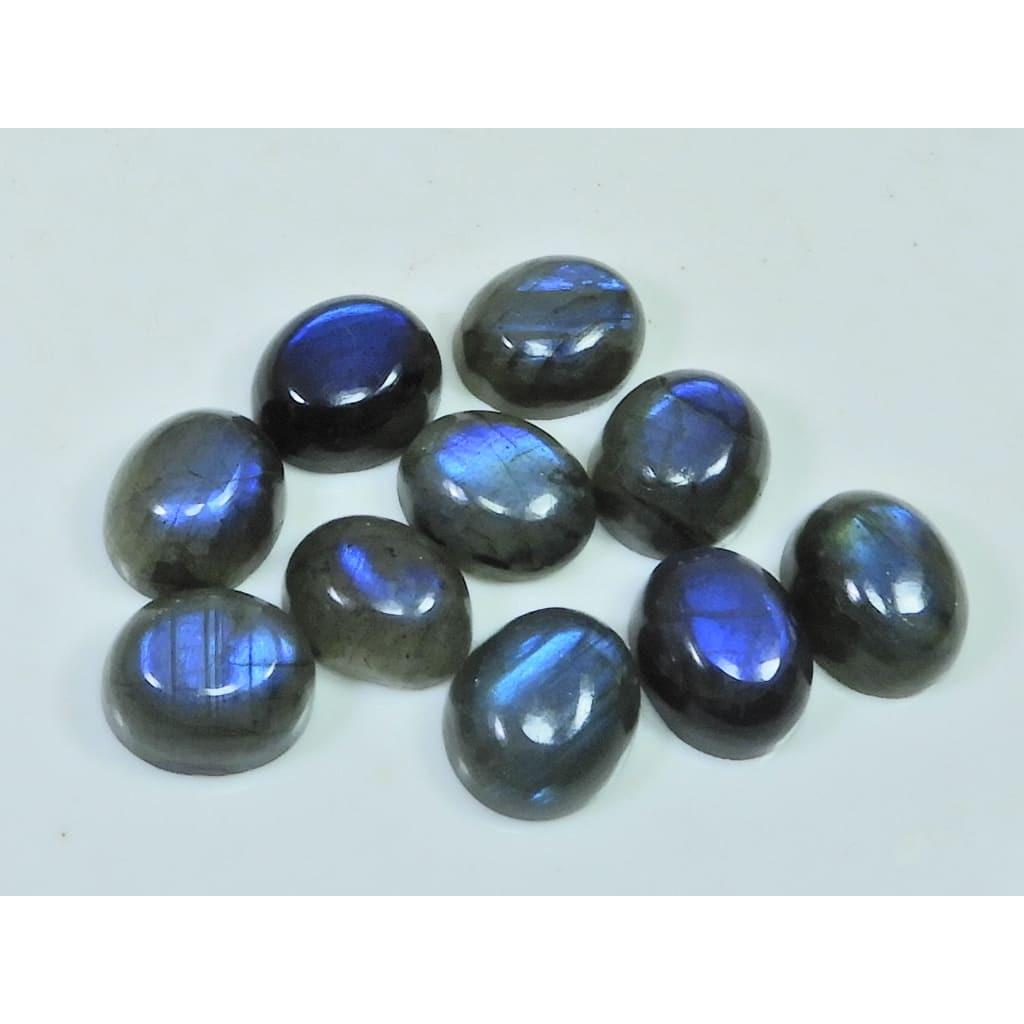 10X12MM Natural Labradorite Blue Fire Oval Cabochon Loose Gemstone 10Pcs Lot C-1089